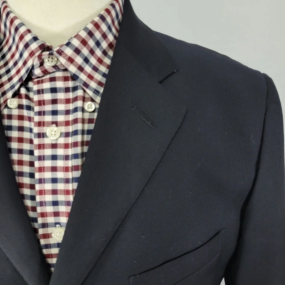 Polo Ralph Lauren Mens Sport Coat Blazer Three Button Black Navy? Twill Wool 42R
